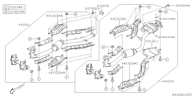 2005 Subaru Legacy Clamp-Converter Diagram for 44133AE050