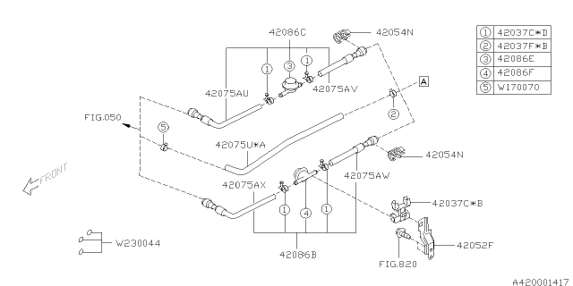 2007 Subaru Legacy Hose Fuel Diagram for 42075AG990