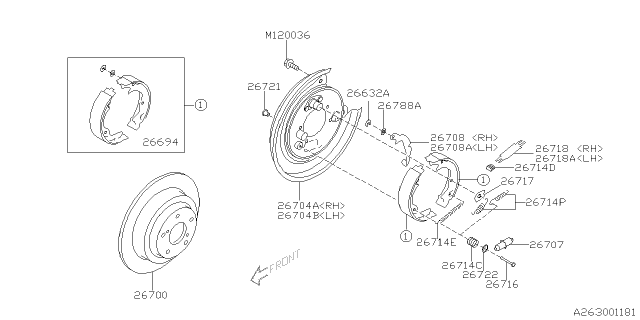 2008 Subaru Outback Shoe Set Pin Diagram for 26716AE001