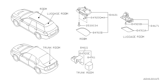 2005 Subaru Outback Lamp - Room Diagram 5