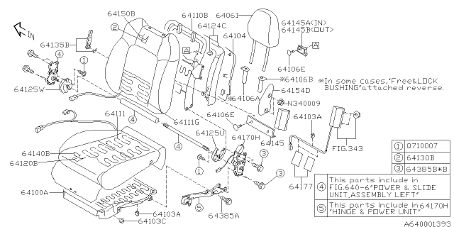 2005 Subaru Outback Seat Pad Assembly Back Rest Front LH Diagram for 64130AG03A