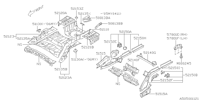 2005 Subaru Legacy Floor Pan Rear R Diagram for 52122AG10A9P