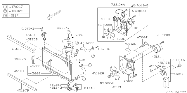 2009 Subaru Legacy Radiator Hose Inlet Diagram for 45161AG00B