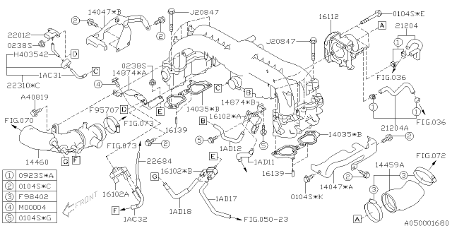2007 Subaru Outback Duct Complete Air Intake Diagram for 14460AA220