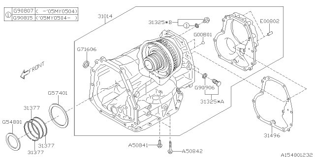 2005 Subaru Legacy Gasket Trans Case Intake Diagram for 31496AA000