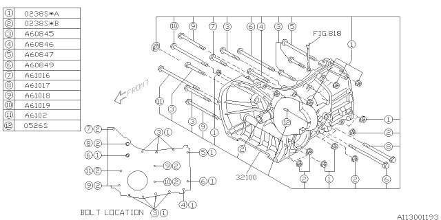 2006 Subaru Legacy Manual Transmission Case Assembly Diagram for 32100AA920