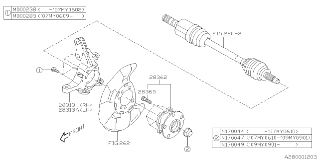 2007 Subaru Legacy Wheel Bearing Hub Assembly Diagram for 28373AG00B