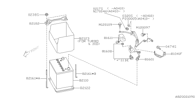 2005 Subaru Legacy Battery 55D/JOHNSON Diagram for 82110AA070