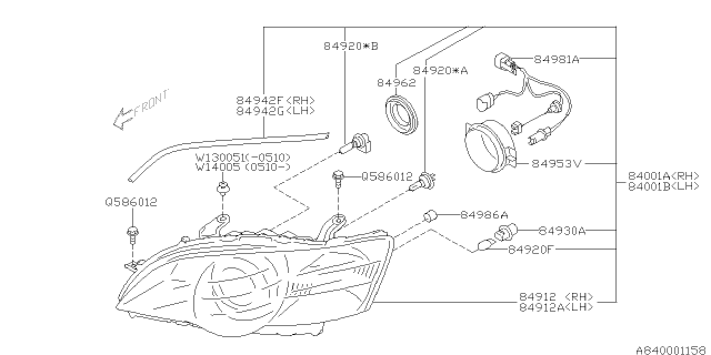 2005 Subaru Outback Lens & Body COMPLUSR Diagram for 84912AG290