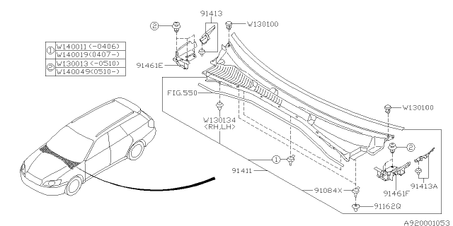 2008 Subaru Outback Cowl Panel Diagram