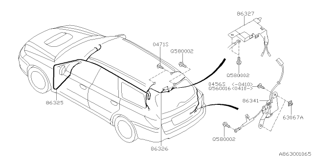 2008 Subaru Legacy Noise SUPPR Assembly WAG Diagram for 86341AG000