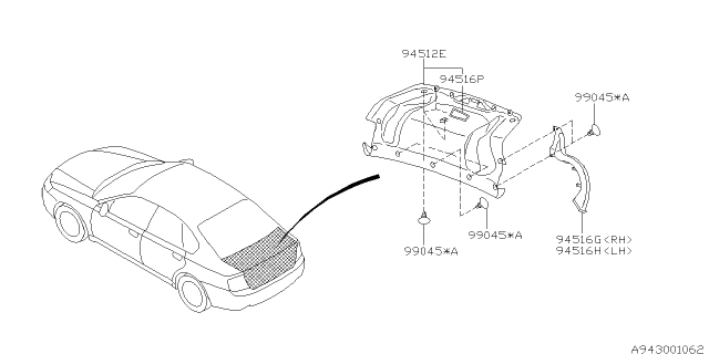 2009 Subaru Legacy Trunk Room Trim Diagram 1