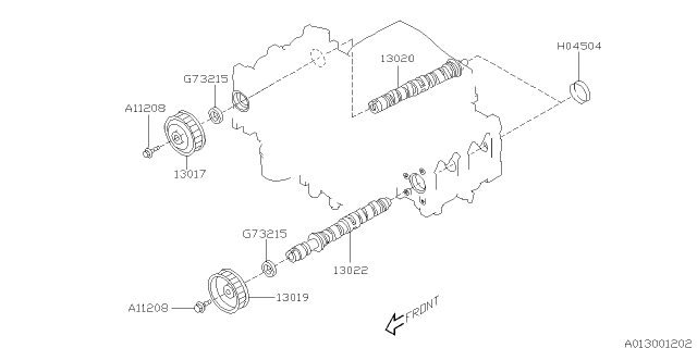 2006 Subaru Legacy CAMSHAFT Complete RH Diagram for 13020AA710