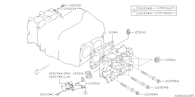 2007 Subaru Outback Bolt Assembly Cylinder Head Diagram for 11095AA141