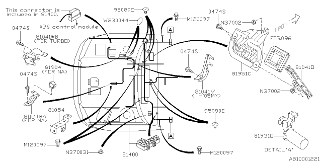 2005 Subaru Outback Wiring Harness Center Bhd Diagram for 81402AG12A