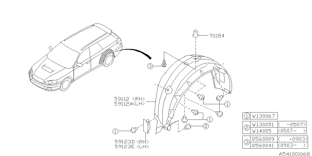 2009 Subaru Outback Mudguard Diagram 2