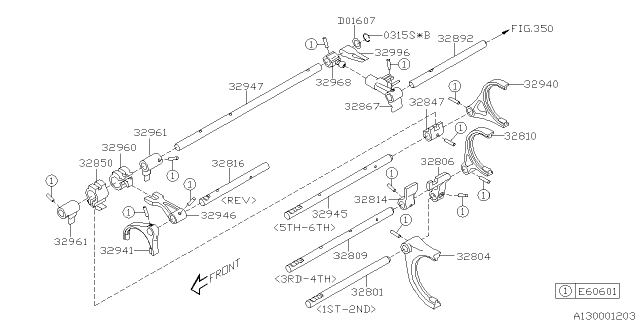 2006 Subaru Outback Shifter Fork & Shifter Rail Diagram 4