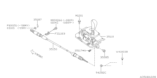 2005 Subaru Outback SEL Lever Assembly ATSIA Diagram for 35110AG03A