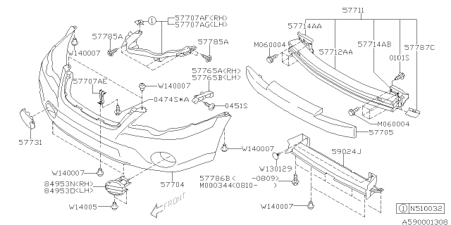 2008 Subaru Outback Front Bumper Diagram 4