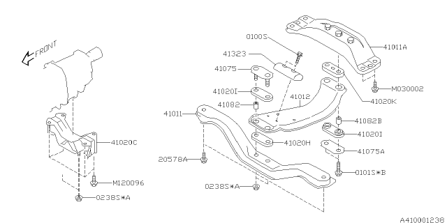 2005 Subaru Legacy Rear Crossmember Complete Diagram for 41011AG060