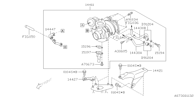 2008 Subaru Outback TURBOCHARGER Assembly Diagram for 14411AA670
