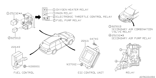 2008 Subaru Legacy Engine Computer Ecu Pcm Ecm Pcu Diagram for 22611AM96A