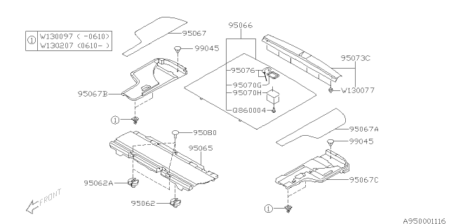 2008 Subaru Outback SPACER Rear Floor Side RH Diagram for 95086AG02C