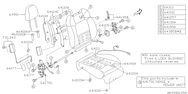 2005 Subaru Legacy Front Seat Diagram 1