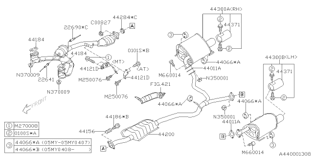 2005 Subaru Outback Oxygen Sensor Assembly Diagram for 22690AA56A