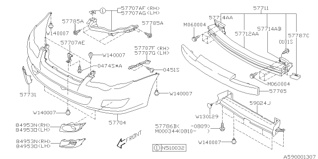 2009 Subaru Outback Front Bumper Diagram 1