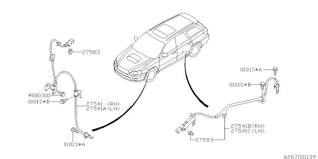 2005 Subaru Legacy Sensor Sub Assembly Rear RH Diagram for 27540AG04A