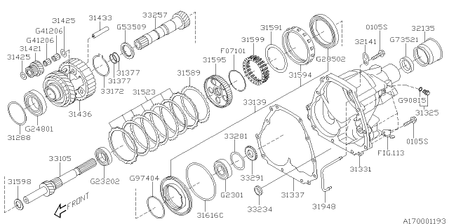 2007 Subaru Outback Automatic Transmission Transfer & Extension Diagram 4