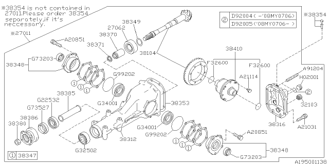 2007 Subaru Outback Differential - Individual Diagram 1