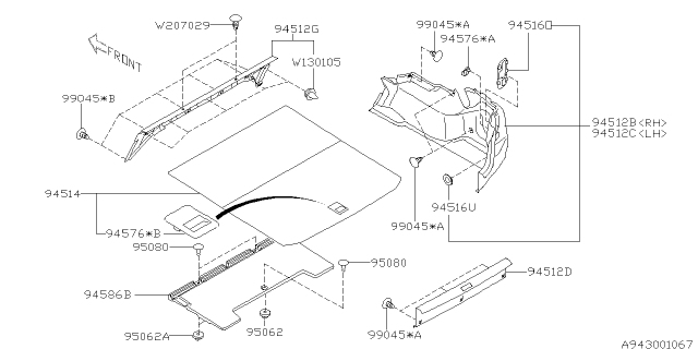 2007 Subaru Legacy Trunk Room Trim Diagram 4