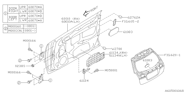 2008 Subaru Legacy Cover Front Door LH Diagram for 61134AG11A