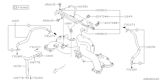 2007 Subaru Outback Pcv Hose Assembly Diagram for 11815AB581