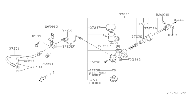 2008 Subaru Legacy Clutch Master Cylinder Diagram for 37230AG050