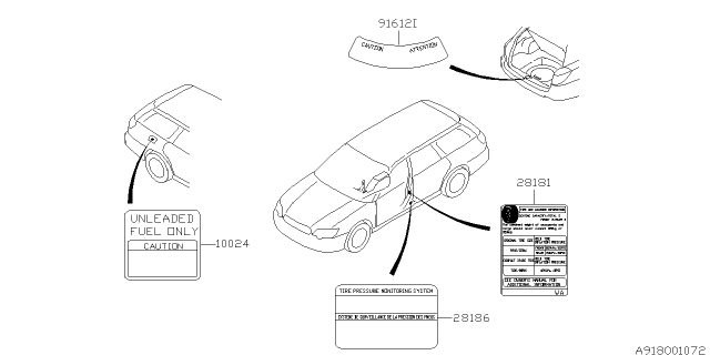 2005 Subaru Legacy Label Press Diagram for 28181AG51A