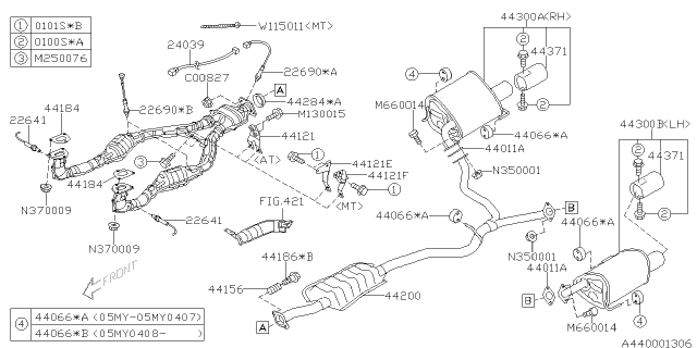 2005 Subaru Legacy Gasket-Exhaust Pipe Front Diagram for 44011AE050