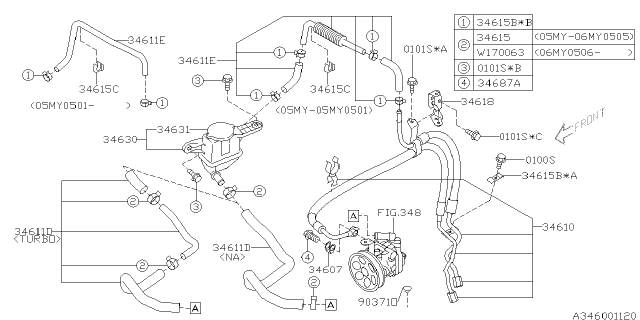 2005 Subaru Legacy Clip Ret Diagram for 34615AG00A