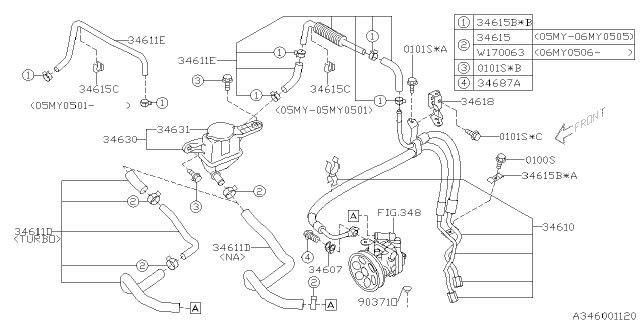 2006 Subaru Outback Hose Return Diagram for 34611AG21A