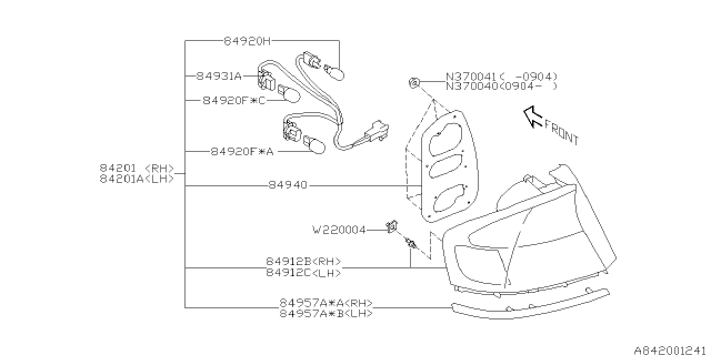 2009 Subaru Legacy Packing Diagram for 84940AG18A