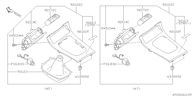 2009 Subaru Legacy Boot Assembly 5MT Diagram for 92123AG12B