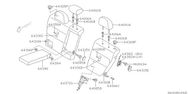 2005 Subaru Legacy Rear Seat Back Rest Cover Complete, Right Diagram for 64350AG02AJC