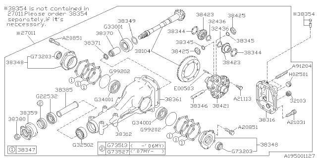 2008 Subaru Legacy Differential Assembly Rear Diagram for 27011AA880