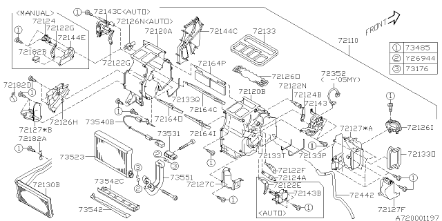 2008 Subaru Outback Heater Unit Diagram for 72110AG07A