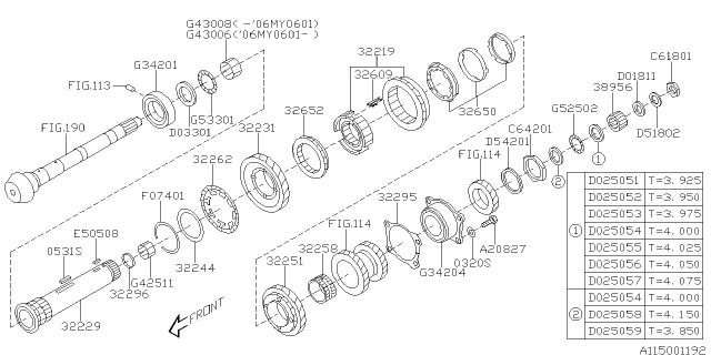 2006 Subaru Outback SYNCHRO Set Diagram for 32650AA032