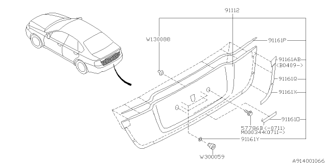 2005 Subaru Outback Outer Garnish Diagram 2