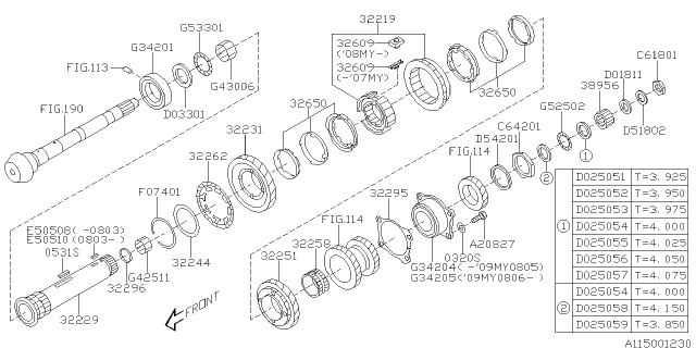 2009 Subaru Outback Gear 1ST Driven Diagram for 32231AB280