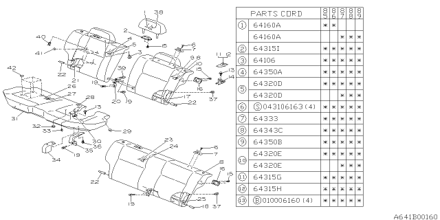 1989 Subaru GL Series Rear Seat Diagram 5